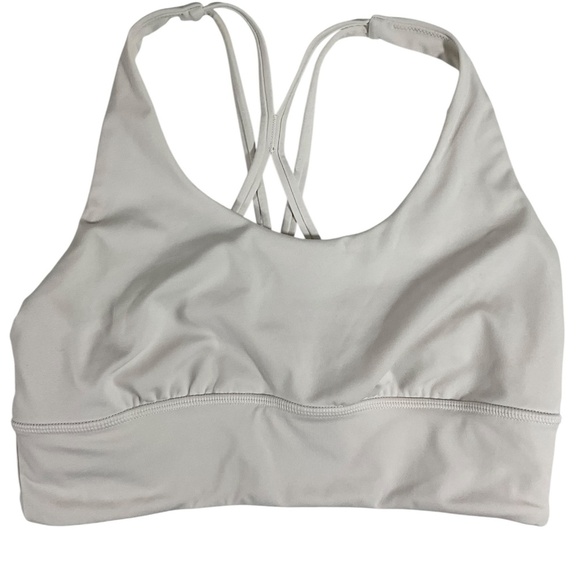 Oysho White Strappy Back Sports Bra Medium Crisscross Stretch Workout Top - Picture 7 of 12